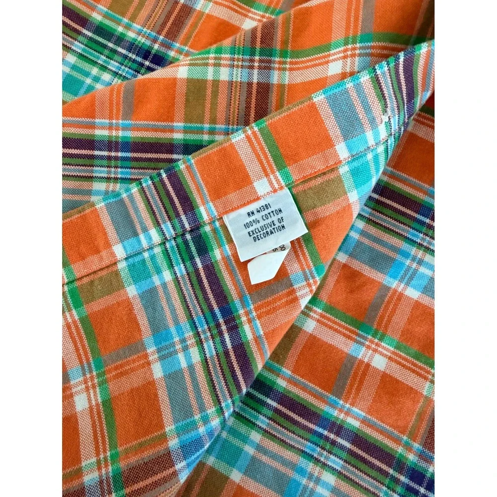 Polo Ralph Lauren Mens Orange Teal Plaid Button Down Shirt L‎ Cotton Long Sleeve